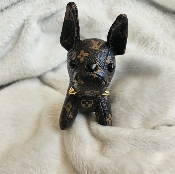 Designer Inspired Leather Bulldog Bag Charm - Picture 2 of 4